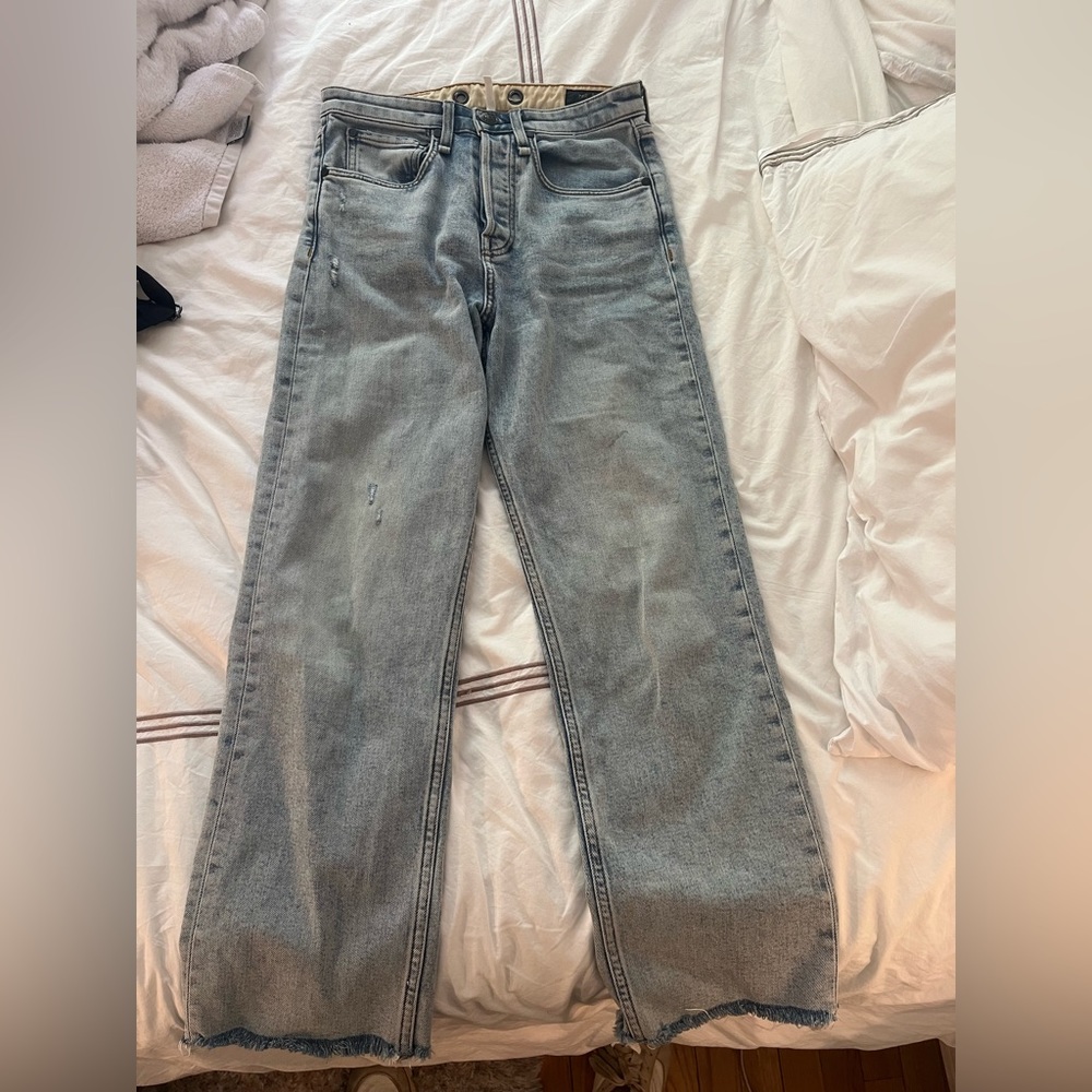 RAG AND BONE STRAIGHT LEG LIGHT WASH JEANS